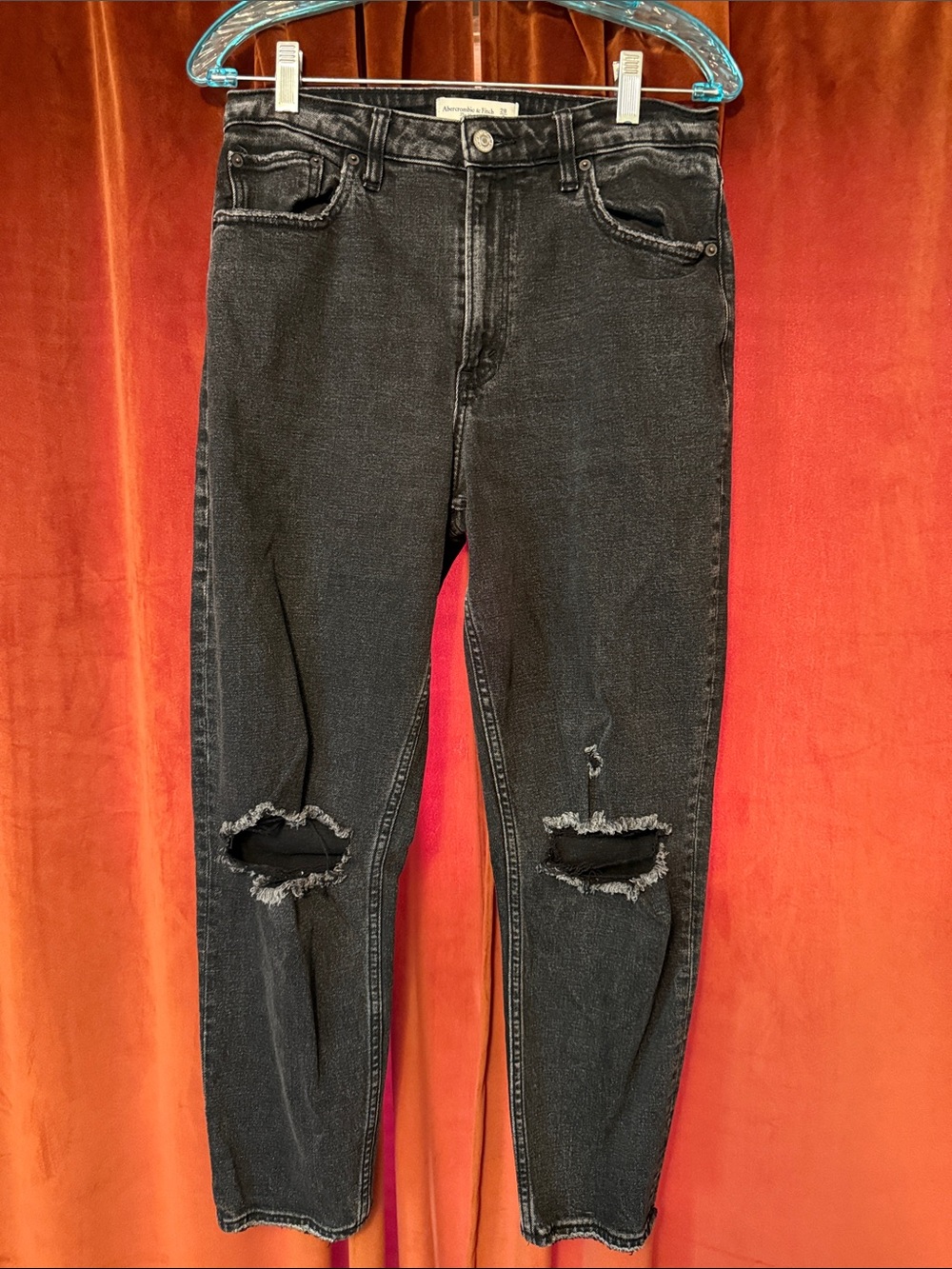 Abercrombie & Fitch Black Distressed High-Rise Jeans